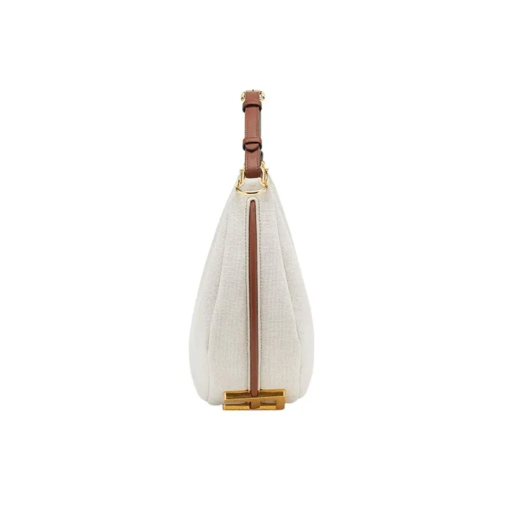 FENDI Fendigraphy Canvas Crescent Bag Shoulder Bag Handbag Shoulder Bag Women's White-1