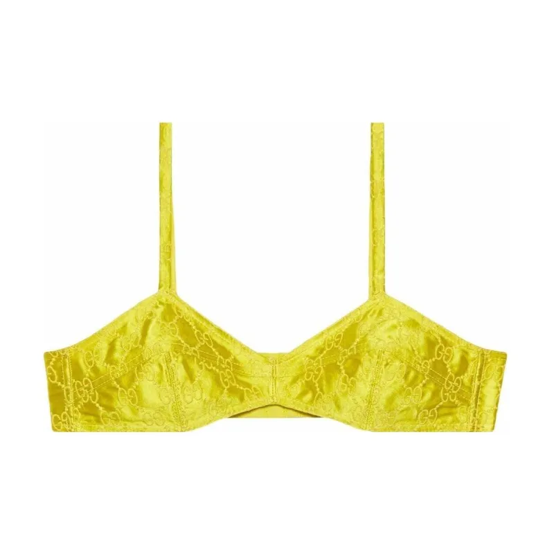 GUCCI Embroidered Silk Bra Yellow-0