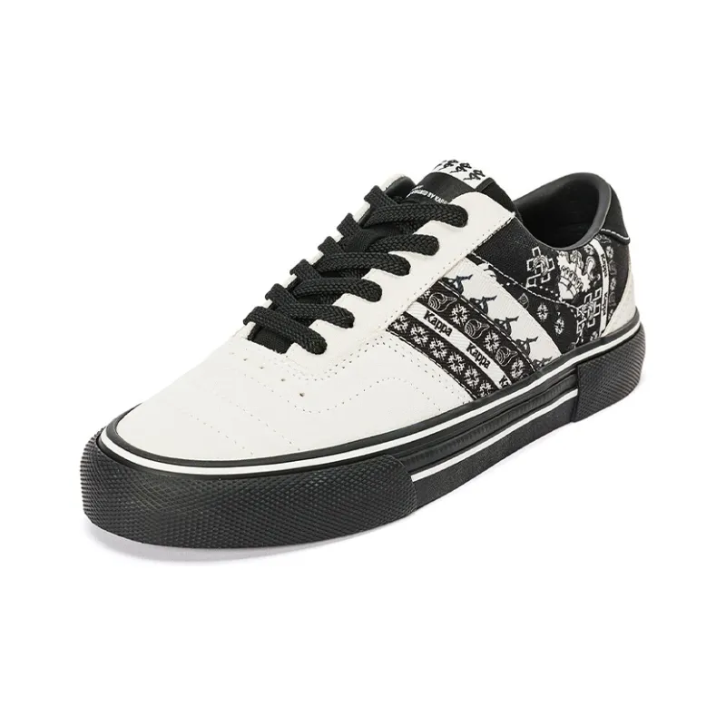 Kappa Abrasion Resistant Low Top Skateboard Shoes Unisex White Black-2