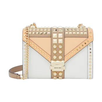 MICHAEL KORS Whitney Leather Commute Envelope Bag Crossbody Bag Large Size Women's Cantaloupe/White/Camel/Multicolor