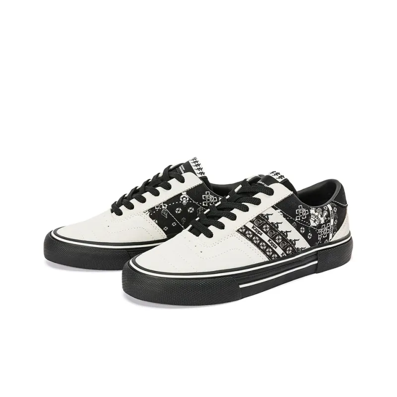 Kappa Abrasion Resistant Low Top Skateboard Shoes Unisex White Black-3