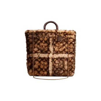 COACH Rogue Plush Material Tote Tot Shoulder Bag Crossbody Bag Handbag Large Size Women's Brown