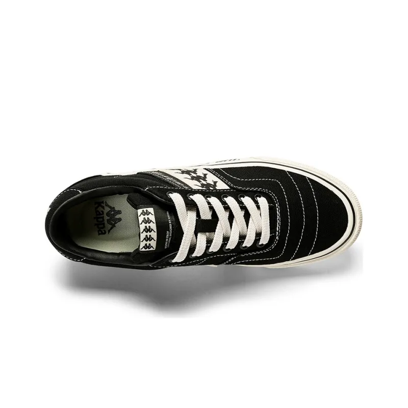 Kappa Abrasion Resistant Low Top Skateboard Shoes Unisex Black Heron Feather White-3