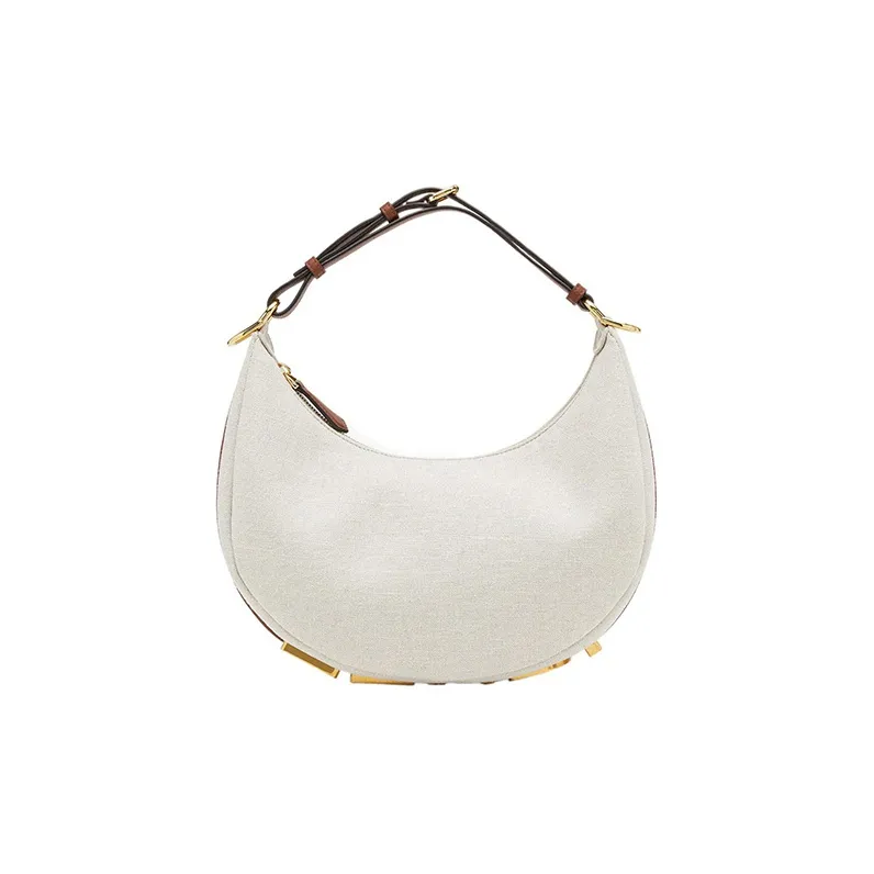 FENDI Fendigraphy Canvas Crescent Bag Shoulder Bag Handbag Shoulder Bag Women's White-0