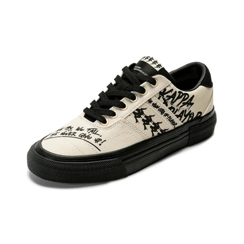 Kappa Wear Resistant Low Top Skateboard Shoes Unisex Heron Feather White Black-1