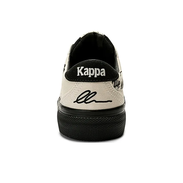 Kappa Wear Resistant Low Top Skateboard Shoes Unisex Heron Feather White Black-4