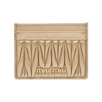 MIU MIU Panna Soft Leather Card Holder Women's White Gold