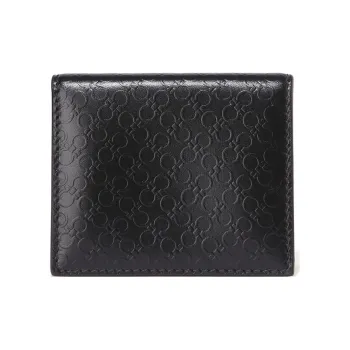 FERRAGAMO Cow Leather Coin Purse Men's Black
