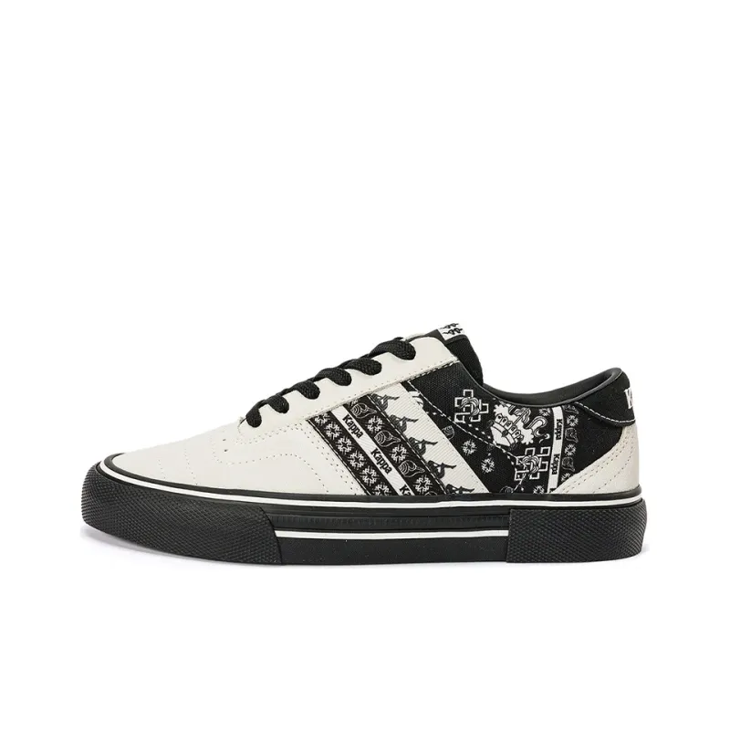 Kappa Abrasion Resistant Low Top Skateboard Shoes Unisex White Black-0