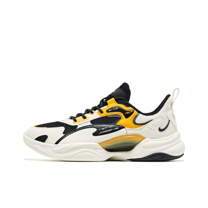 Erke Low-Top Running Shoes Men's White Black Orange Yellow-0