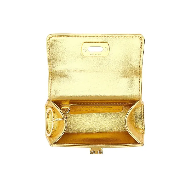 FERRAGAMO Leather Shoulder Bag Mini Women's Gold-3