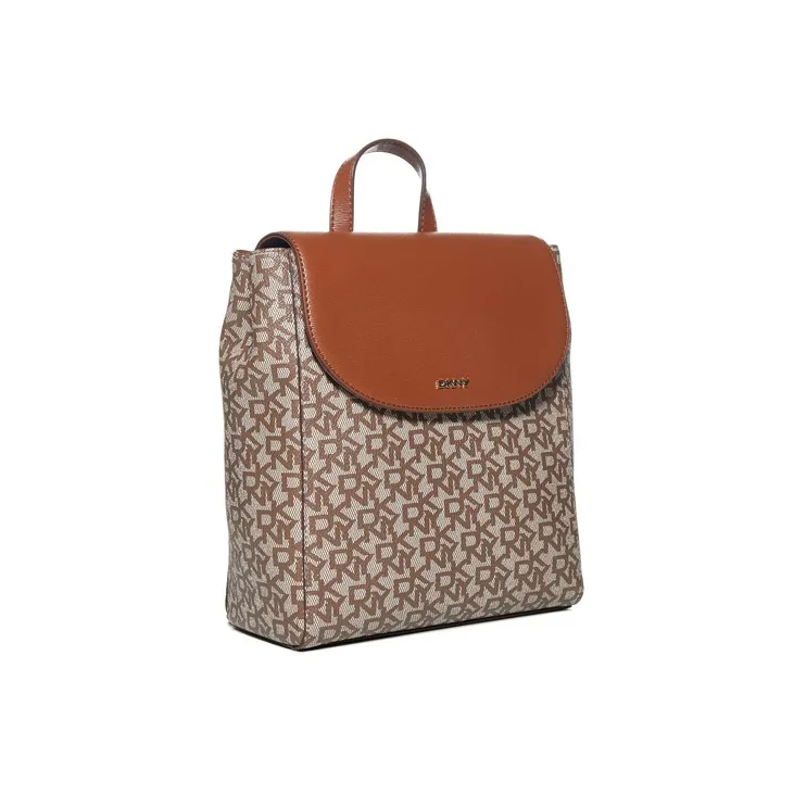 DKNY PVC Polyvinyl Chloride Backpack Women's Brown & Beige-2