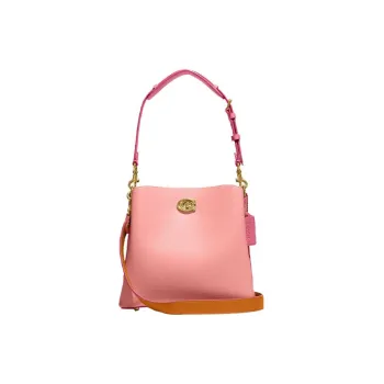 COACH Willow Cow Leather Bucket Bag, Shoulder Bag, Crossbody Bag, Handbag Medium Size Women's Pink