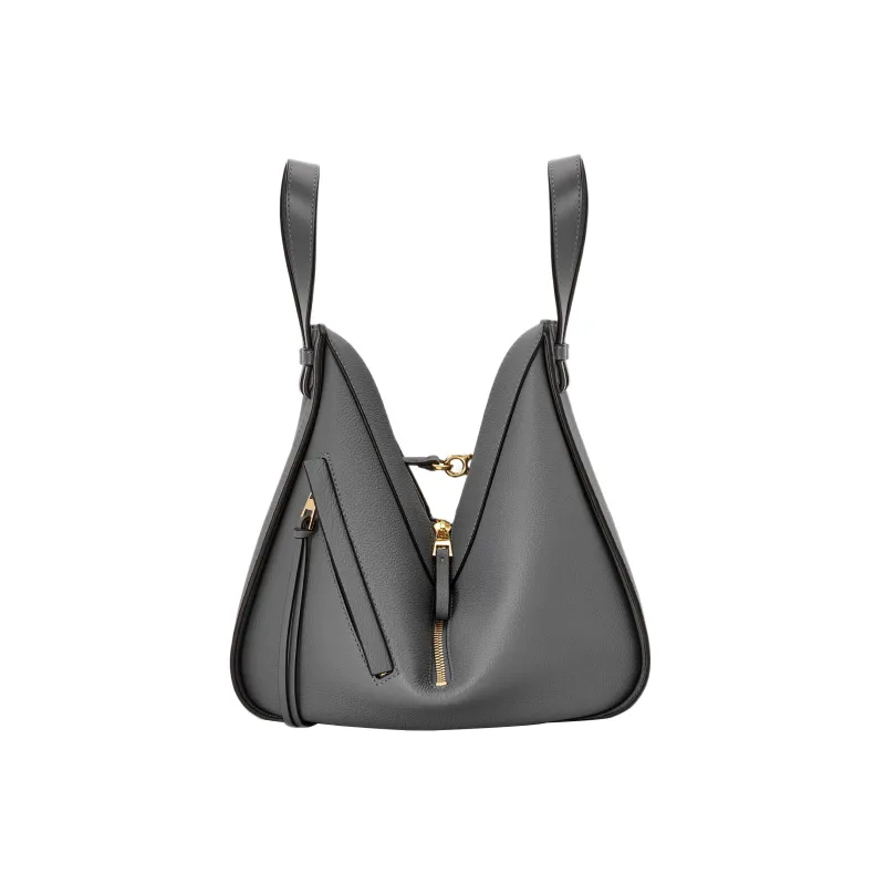 LOEWE Hammock Grain Cow Leather Bucket Bag Handbag Trumpets Women's Asphalt Gray-2