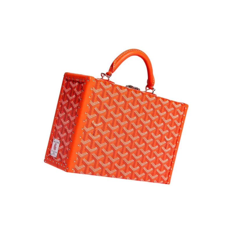 GOYARD Grand Hôtel Canvas With Leather Box Bag Handbags Women's Orange-2