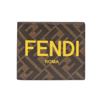 FENDI Fabric Wallet Men's Brown/Yellow