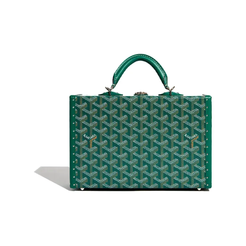 GOYARD Grand Hôtel Canvas With Leather Box Bag Handbags Women's Green-1