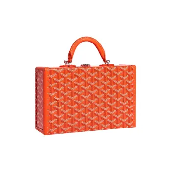 GOYARD Grand Hôtel Canvas With Leather Box Bag Handbags Women's Orange