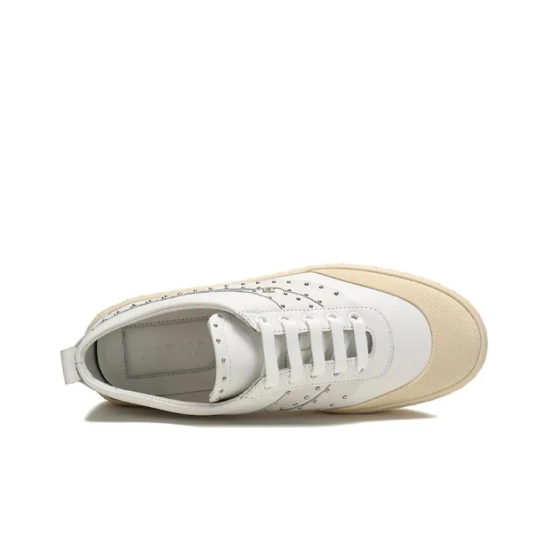 BALLY Skateboard Shoes Women's Low Top White Beige Yellow-4