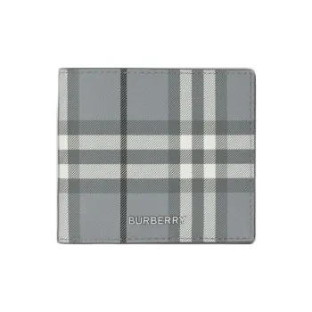 Burberry Vintage Check Bifold Wallet 8 Card Slot Storm Grey Check