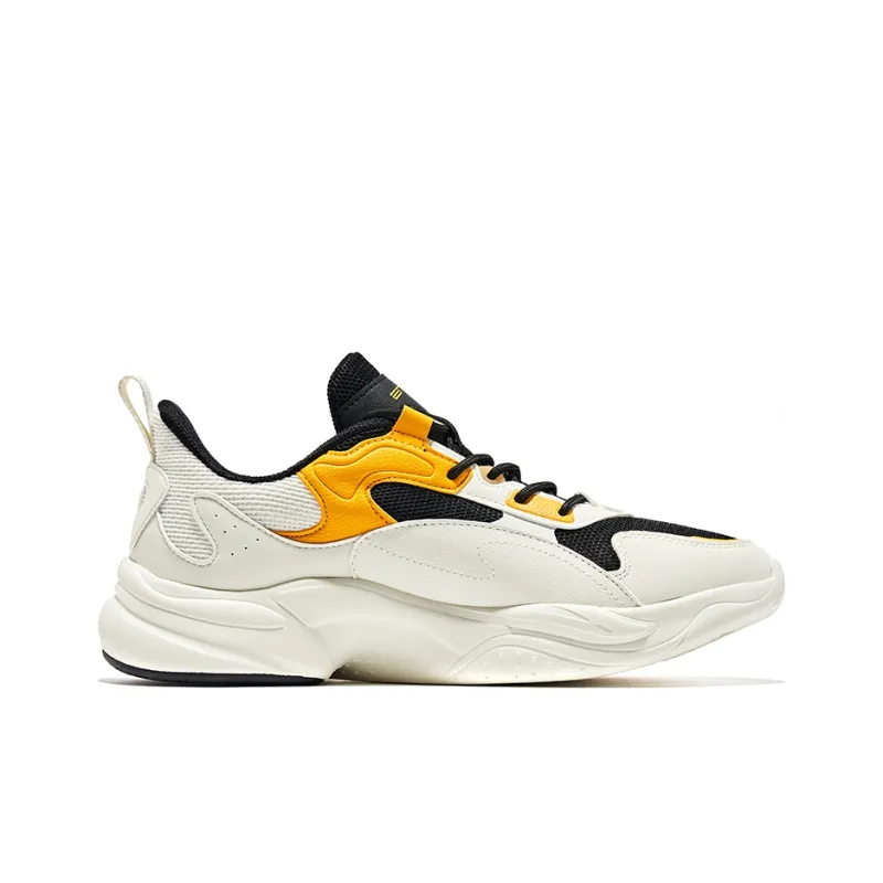 Erke Low-Top Running Shoes Men's White Black Orange Yellow-1