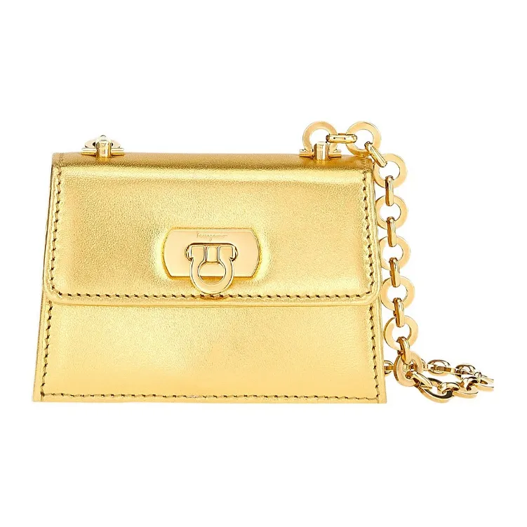 FERRAGAMO Leather Shoulder Bag Mini Women's Gold-0