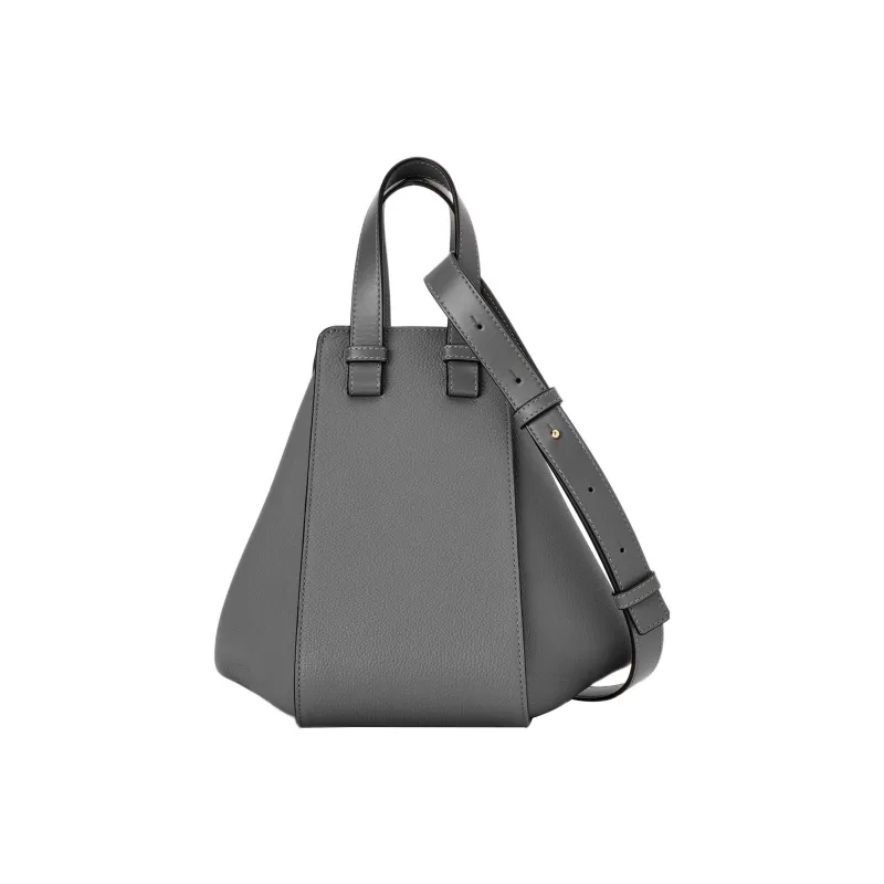LOEWE Hammock Grain Cow Leather Bucket Bag Handbag Trumpets Women's Asphalt Gray-3