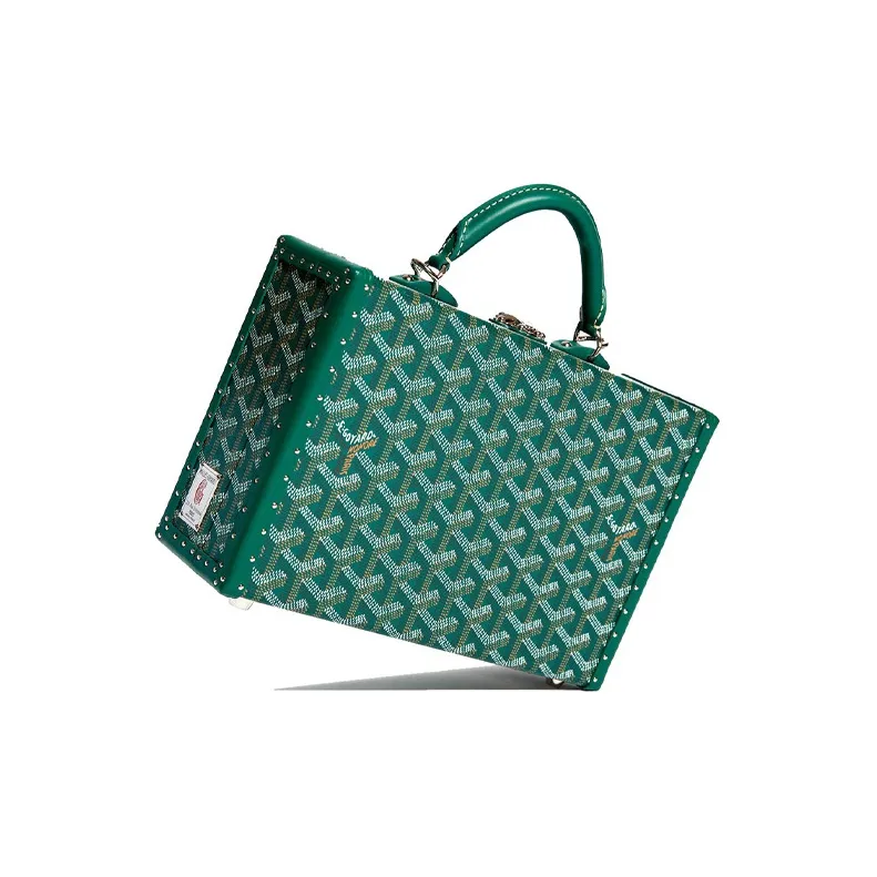 GOYARD Grand Hôtel Canvas With Leather Box Bag Handbags Women's Green-2
