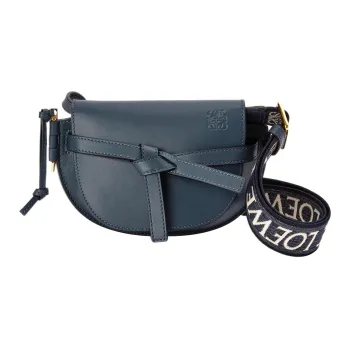 LOEWE Gate Cow Leather Saddle Bag, Crossbody Bag Mini Women's Agate Blue