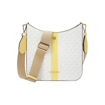 MICHAEL KORS Briley Messenger Bag Crossbody Bags Women's Cream White Light Yellow Multicolor