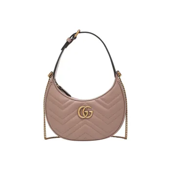 GUCCI Leather Crescent Bag Shoulder Bag Women's Leather Pink