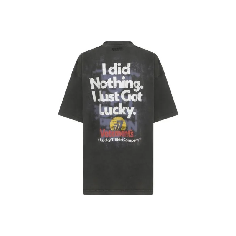 Vetements I Got Lucky T Shirt 'Washed Black'-1