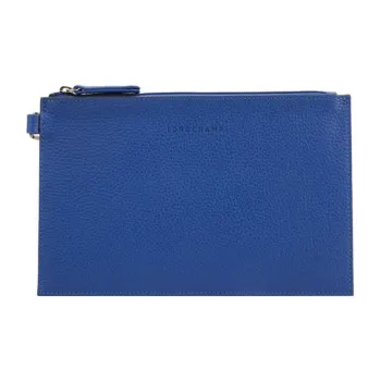 LONGCHAMP Roseau Calfskin Clutch Medium Size Women's Blue