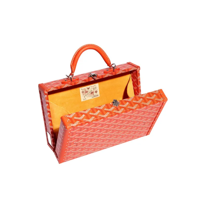 GOYARD Grand Hôtel Canvas With Leather Box Bag Handbags Women's Orange-3