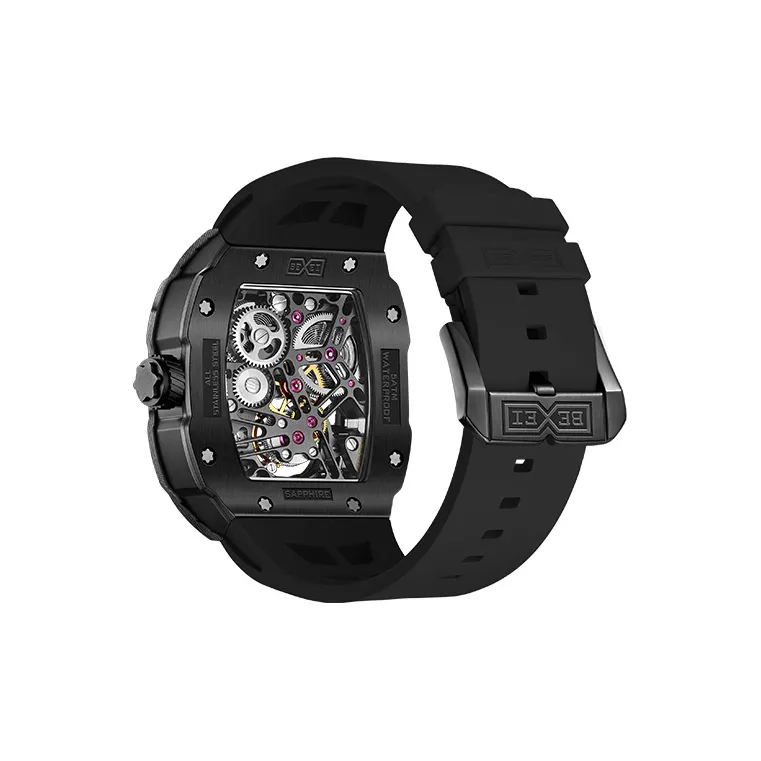 BEXEI X Collection Manual Mechanical Movement Silicone Strap Watch Men's Watches Cut Out Dial 9089 TQHD-2