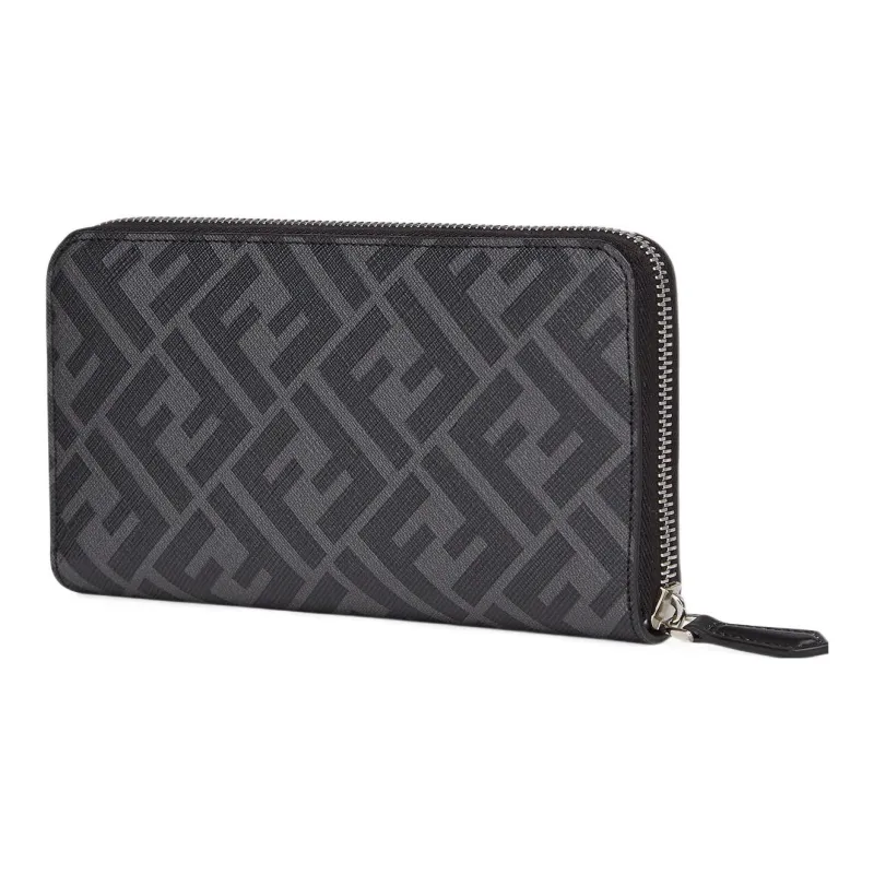 FENDI Leather Wallet Men's Gray/Yellow-1