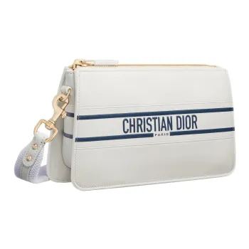 DIOR Cow Leather Clutch Regular Women's White