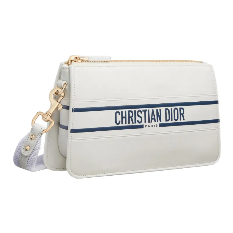 DIOR Cow Leather Clutch Regular Women's White-0