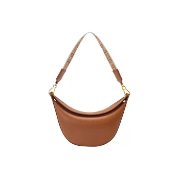 LOEWE Satin Calfskin With Jacquard Fabric Shoulder Bag Small Size Women's Brown