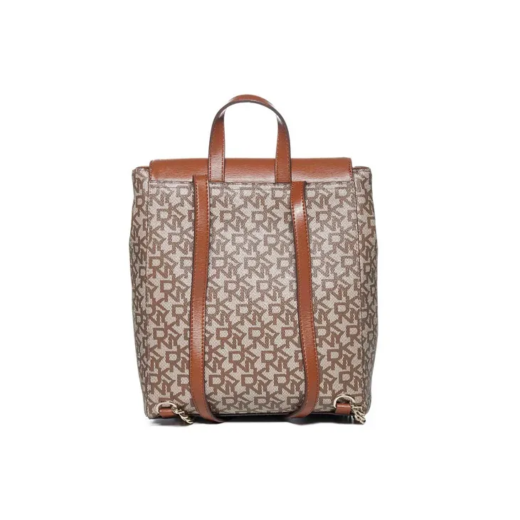 DKNY PVC Polyvinyl Chloride Backpack Women's Brown & Beige-1