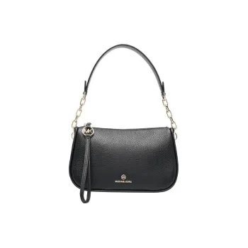MICHAEL KORS Jet Set Charm Cow Leather MK Shoulder Bag, Crossbody Bag Women's Black