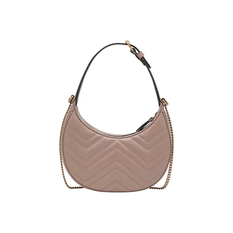 GUCCI Leather Crescent Bag Shoulder Bag Women's Leather Pink-2