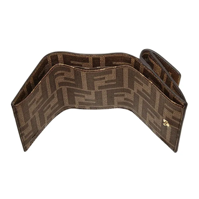 FENDI PU Card Holder Women's Brown-2