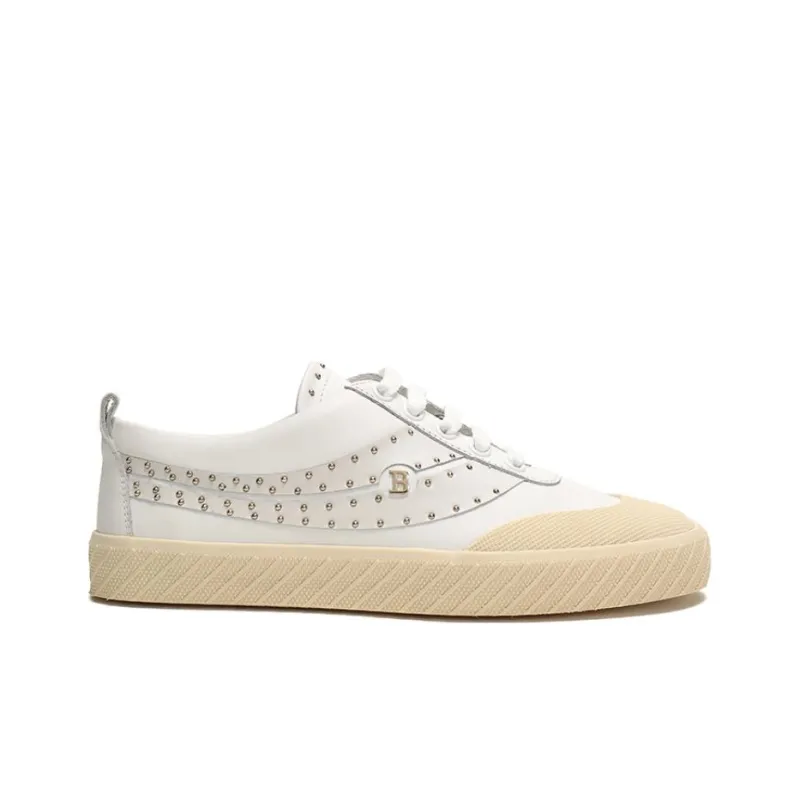 BALLY Skateboard Shoes Women's Low Top White Beige Yellow-1
