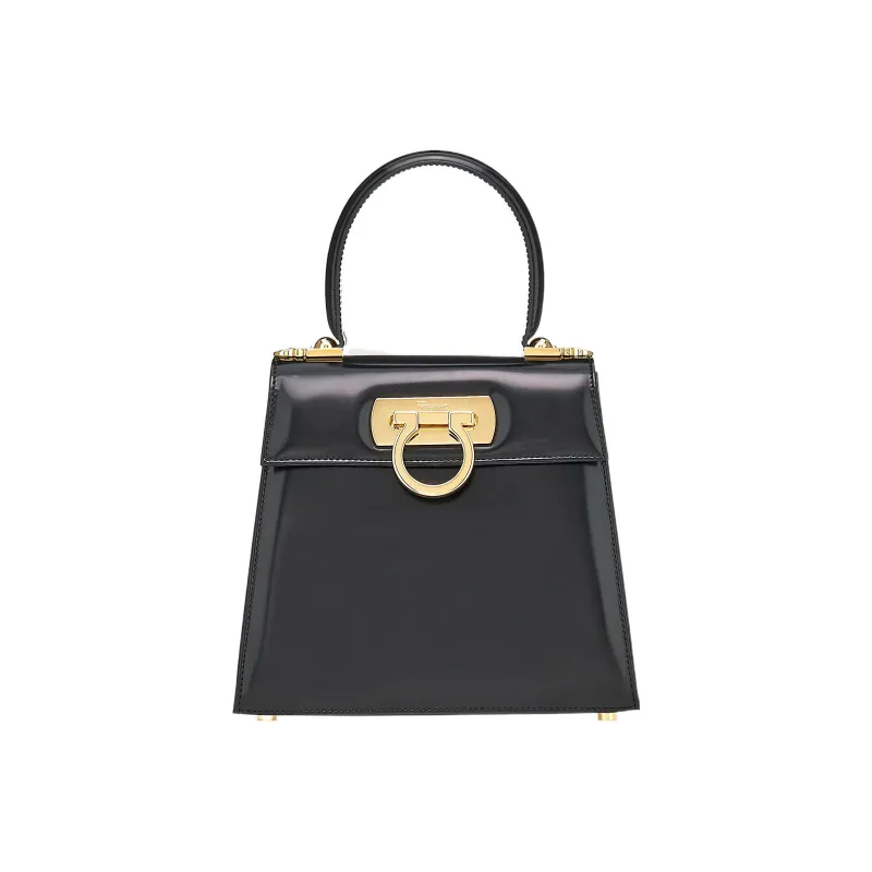 FERRAGAMO Calfskin Handbag Women's Black-0