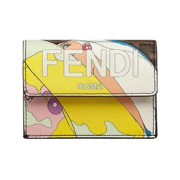FENDI PU Card Holder Women's Brown