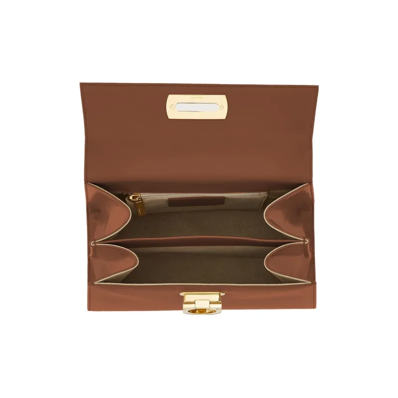 FERRAGAMO Museum Cow Leather Handbag Tubas Women's Coffee-3