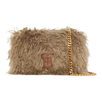 Burberry Lola Lola Bag Leather Shoulder Bag Crossbody Bag Small Size Women's Coffee Camel