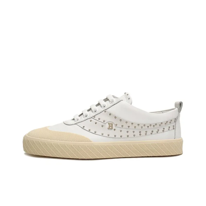 BALLY Skateboard Shoes Women's Low Top White Beige Yellow-0
