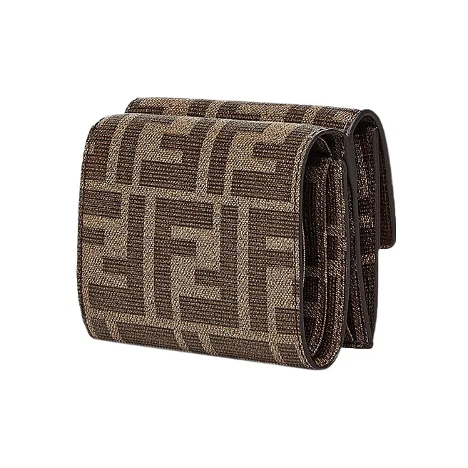 FENDI PU Card Holder Women's Brown-1